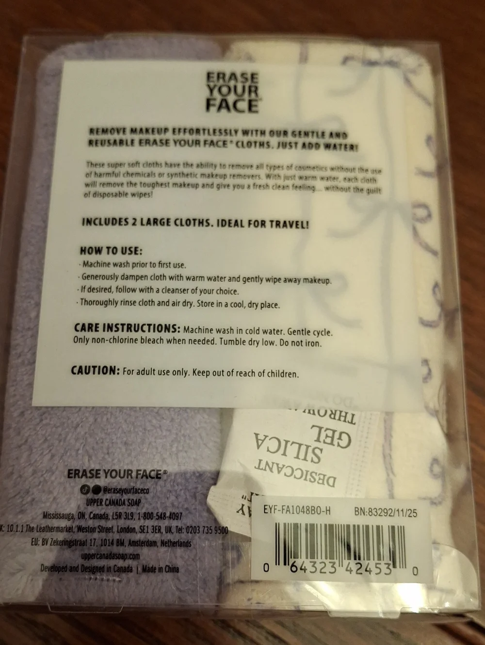 Erase Your Face Reusable Makeup Remover Cloths Water Activated (2-Pack) New